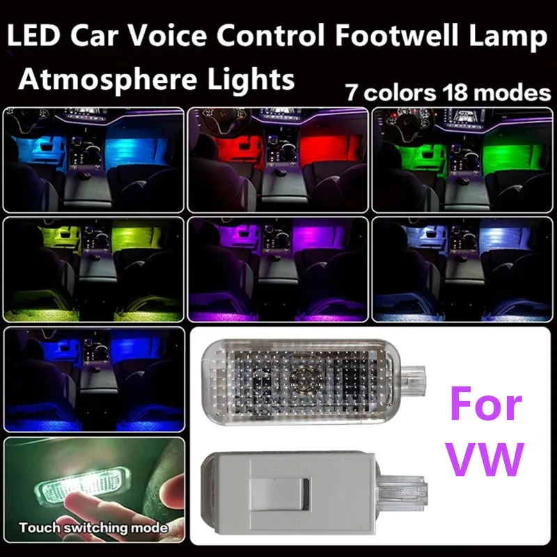 2x LED auta Footwell Light Hlasové ovládacie prvky pre ovládacie prvky pre VW Golf 4 5 6 MK4 MK5 MK6 JETTA PASSAT B5 B6 B7 B8 CC Polo 6R 9n UP