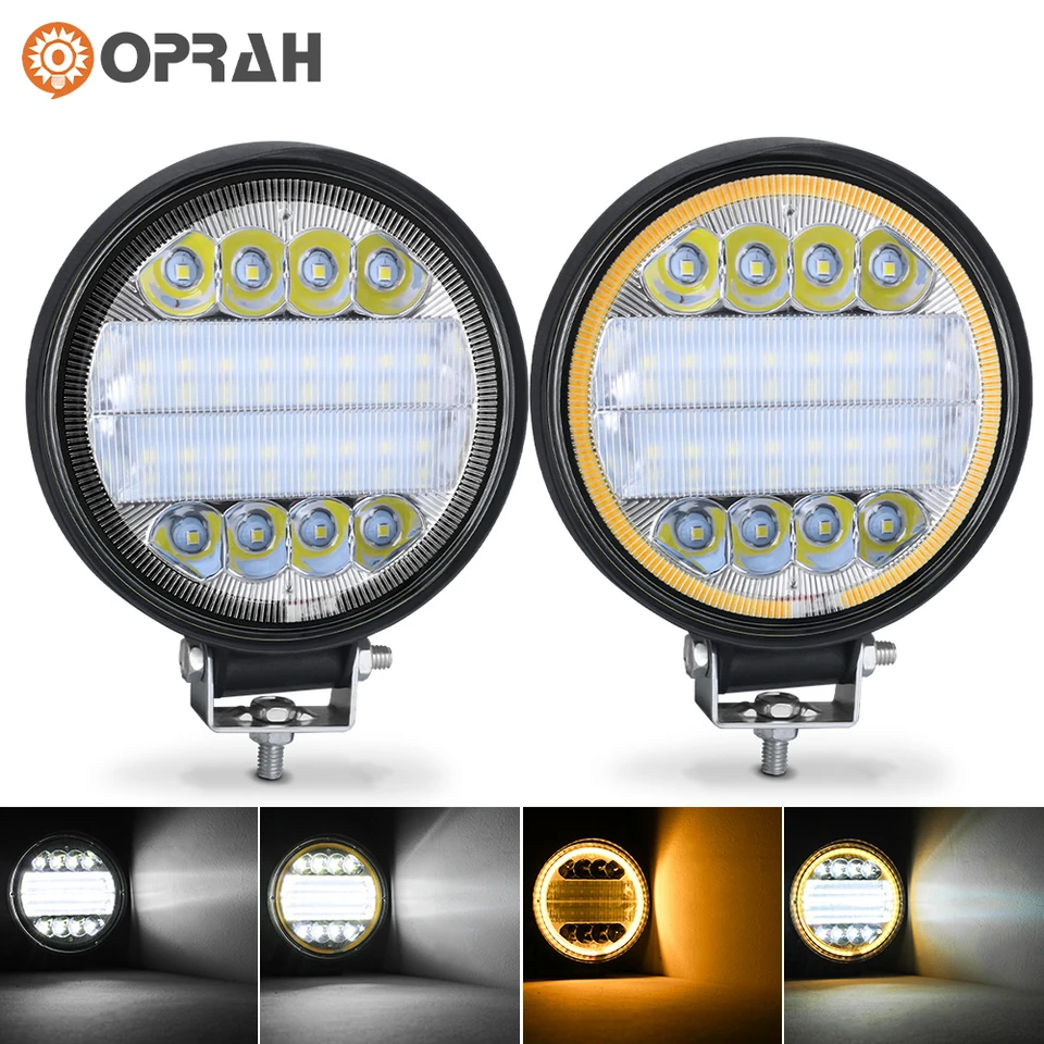 2x LED pracovné svetlo Light Bar Round Spot LED LED pre nákladné auto SUV 4WD 4X4 LED bar v teréne ATV Jeep Tractor FOG Hmlové svetlo 12V 24 V biela žltá