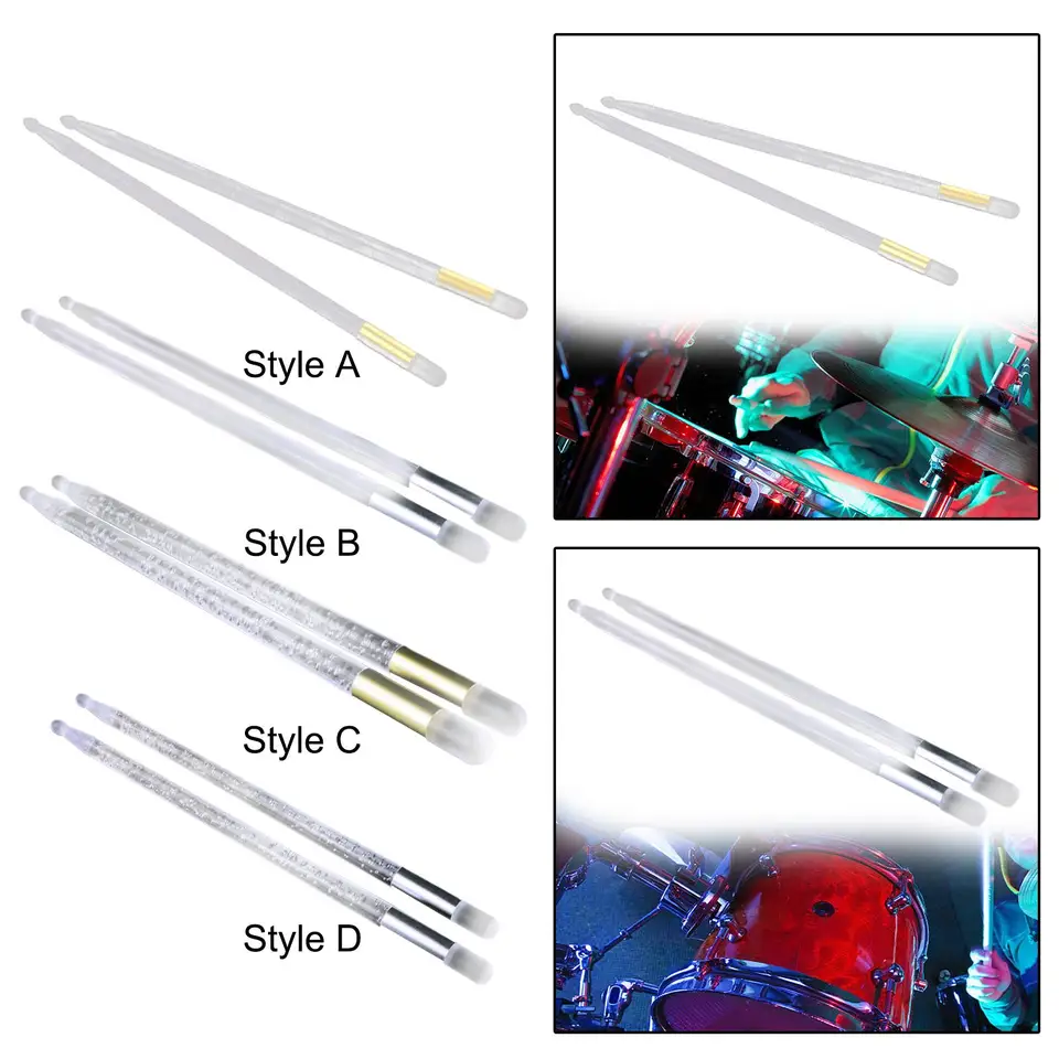 2x LED rozsvieti bubnové tyčinky bubna, guľôčku, anti -sklz, bicie príslušenstvo žiaria