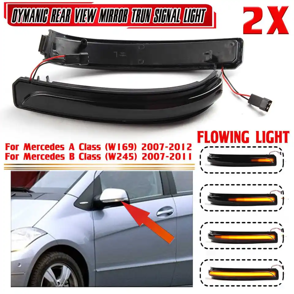 2x LED Turn Siganl Blinker Lights for Mercedes pre Benz AB Class W169 W245 2007-2011 2012 Bočné spätné zrkadlo Light 2008 2009