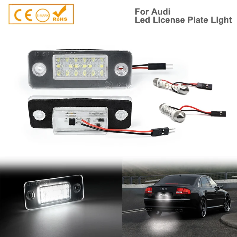 2x pre Audi A8 D3 S8 Quattro 4E 2002-2010 Zadná biela LED LED LED ŠPZ
