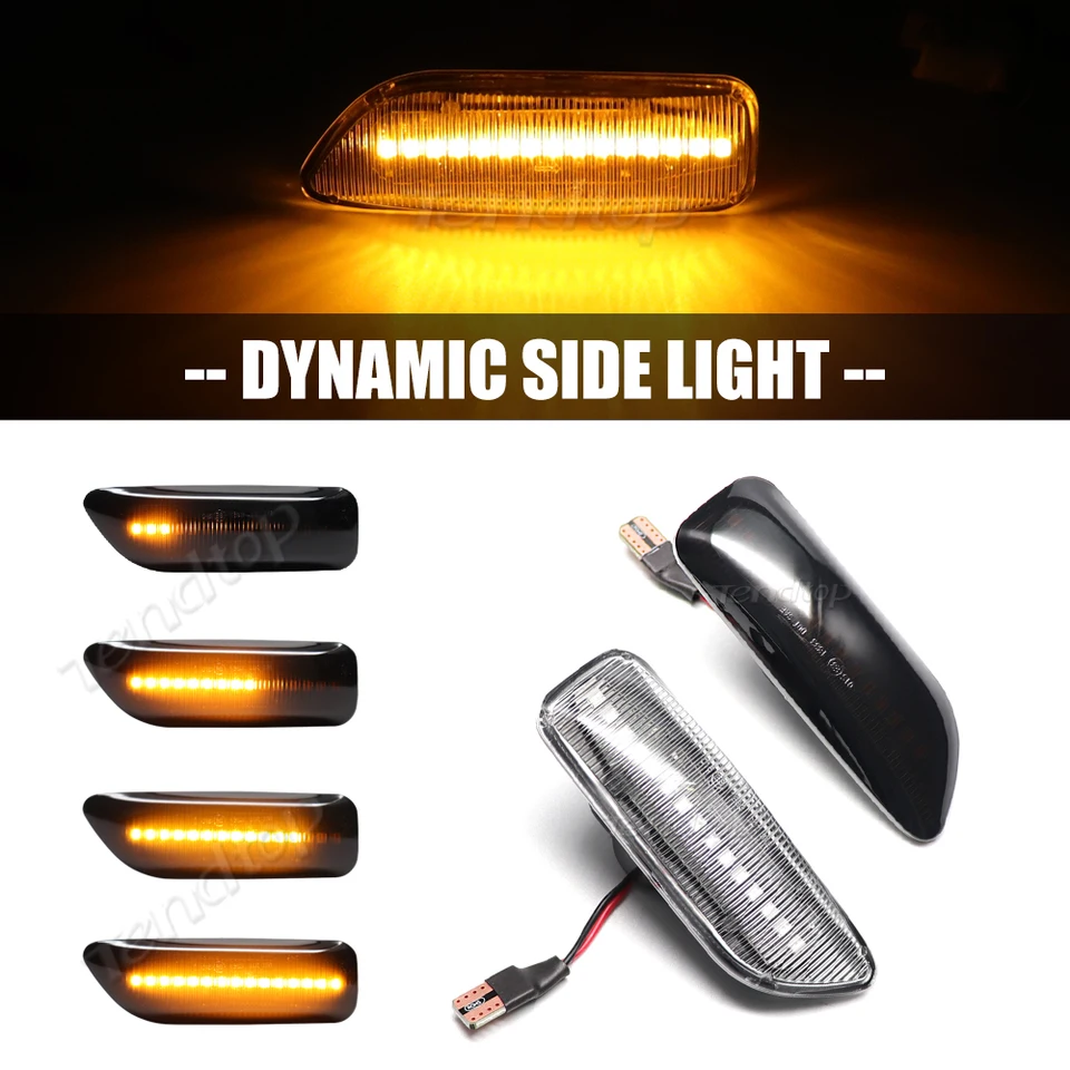 2x pre Volvo XC90 S80 XC70 V70 S60 2001-2009 Dynamic Amber LED Side Marker Blibing Turn Signal Signation Svetlo Svetlo Blinker
