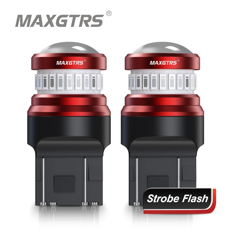 2x Strobe Flash 1157 BAY15D 7443 W21/5W P21/5W 1156 3157 BA15S LED čip LED auto LED žiarovka Reverzná červená brzdová svetlo 12V 24V