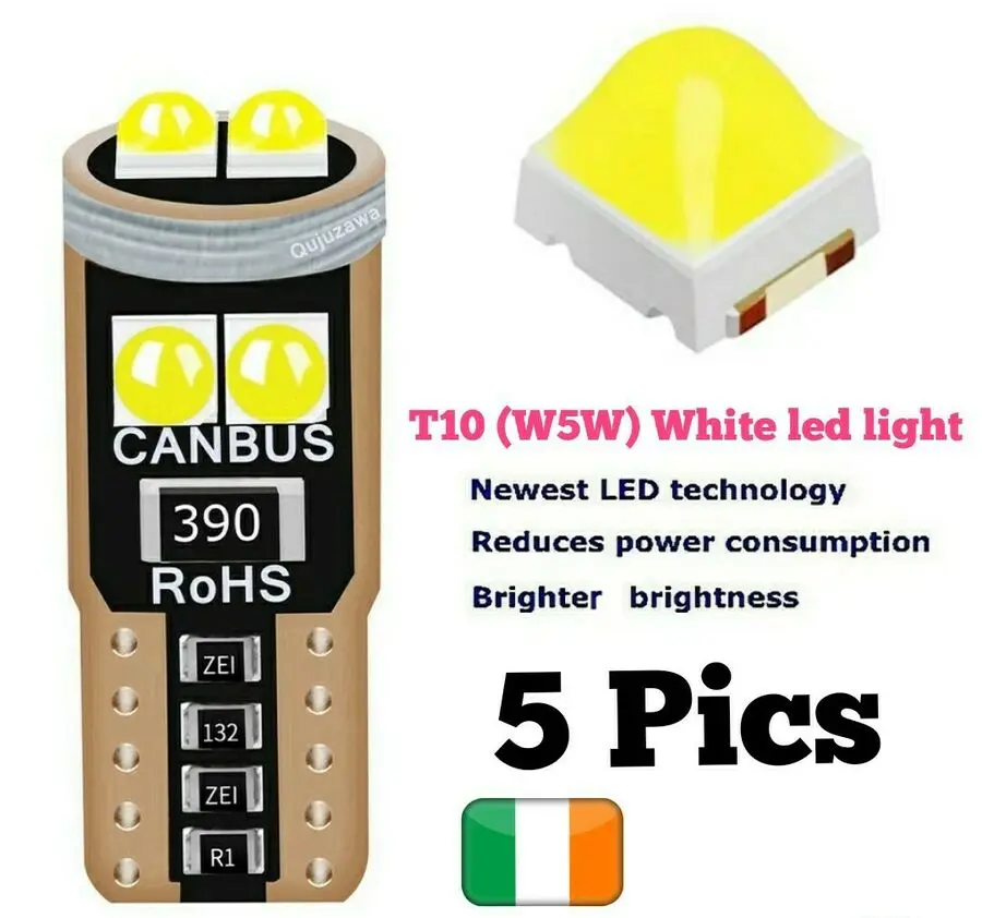 2x T10 LED žiarovky 501 W5W CANBUS bezplatné licenčné licenčné parkin interiér 65000K 6SMD