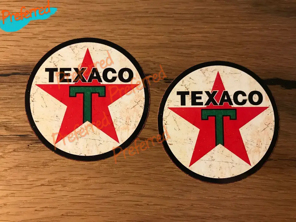 2x Vysoko kvalitný nálepkový retro retro starý závodný nálepka pre Texaco TP 76 Gulf Esso Old School Vintage Hot Rod Oil Gas Gasoline V8