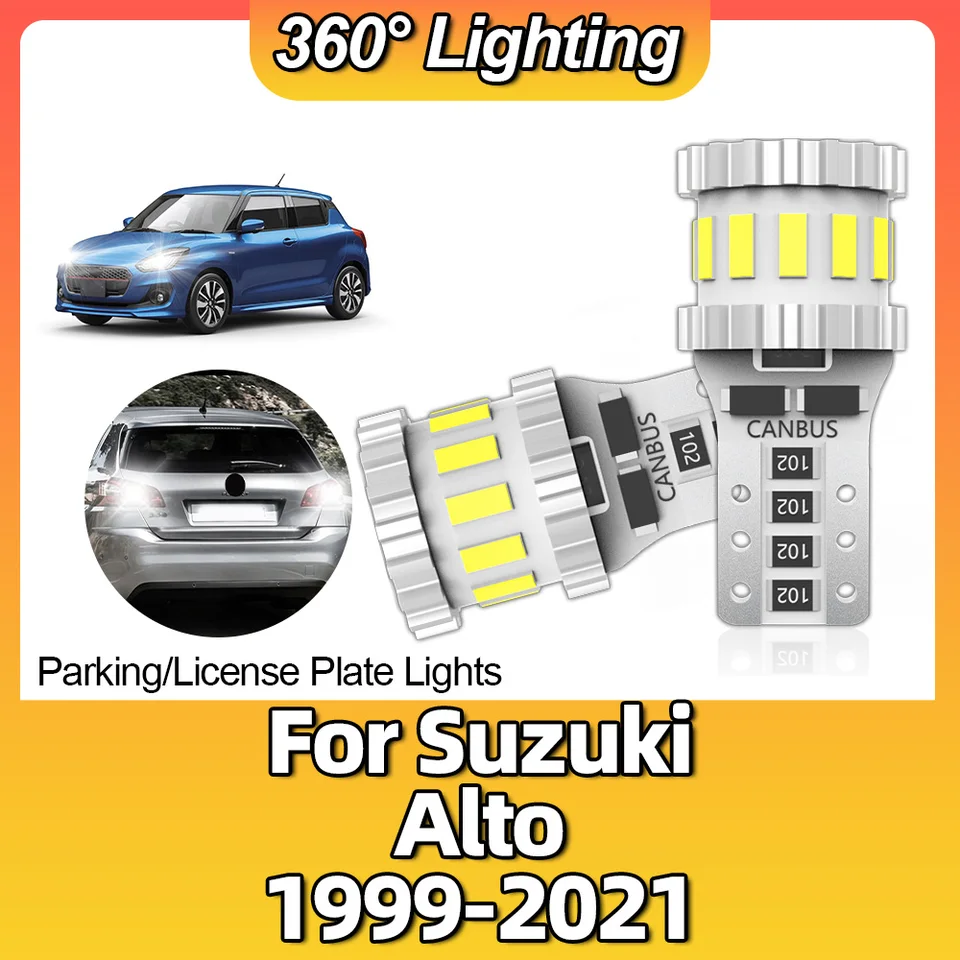 2x Vysoko kvalitný T10 W5W 168 CANBUS LED CAR CAR CAR CARE ČÍTANIE DOME LIGHT pre Suzuki Alto 1999- 2015 2016 2017 2018 2019 2020 2020 2021