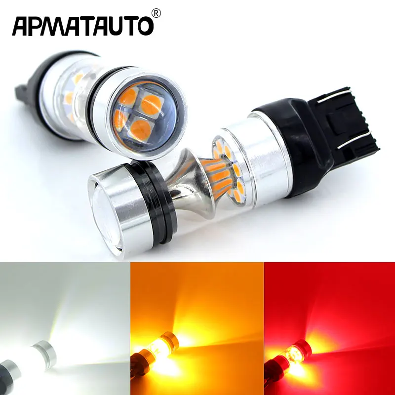 2x Červená vysoká výkonná energia 100W 3030 20SMD LED 7443 T20 7444NA LED žiarovky pre otočné signálne svetlá, zadné svetlá, brzdové svetlá, brilantná červená