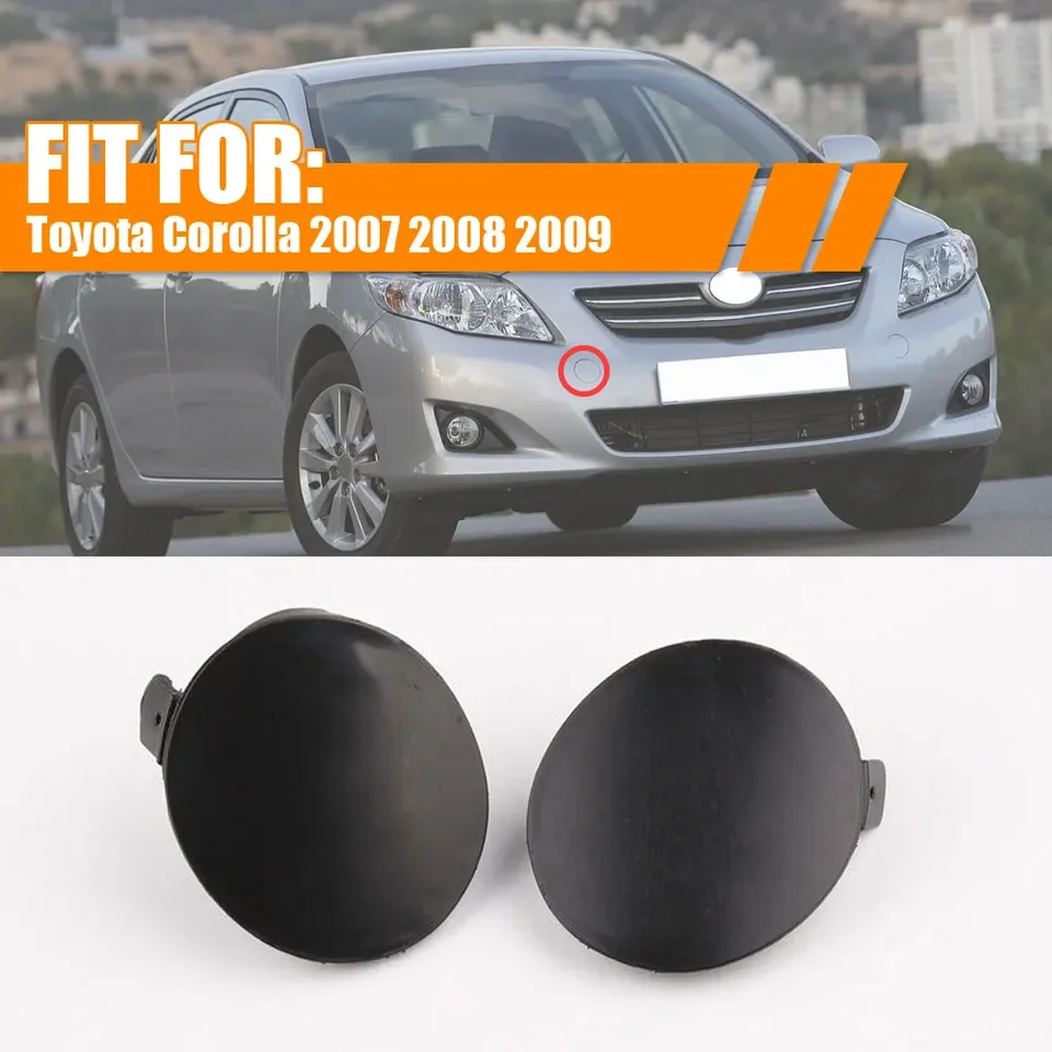 2x čierne plastové auto doľava a pravý predný nárazník vlečie kryt cover automobil exteriérové ​​doplnky vhodné pre Toyota Corolla 2007 2008 2009