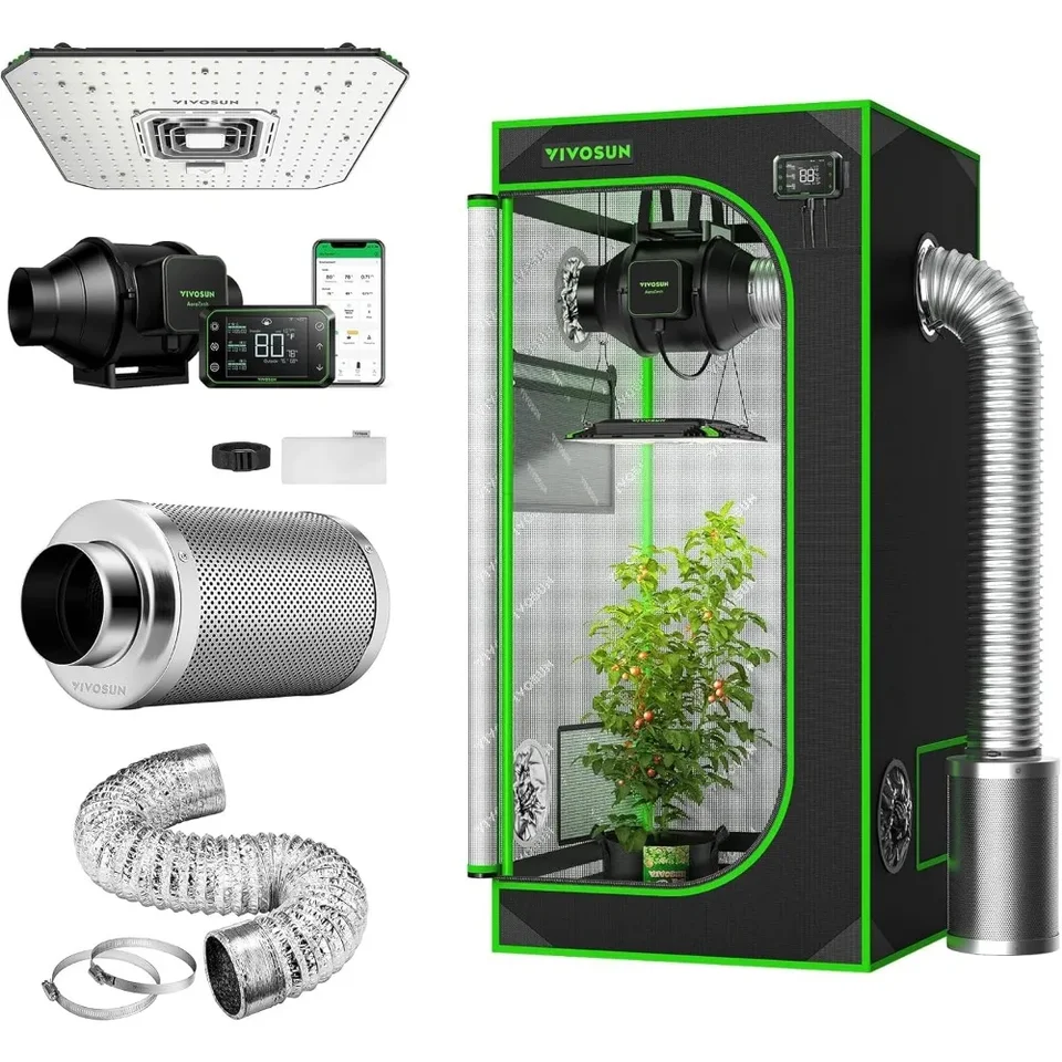 2x2 Grow Stan, Smart Grow System s Aerolight A100 100 W LED Grow Light, ovládací prvok s vôňou uhlíkového filtra a ， Grow Stan Kit