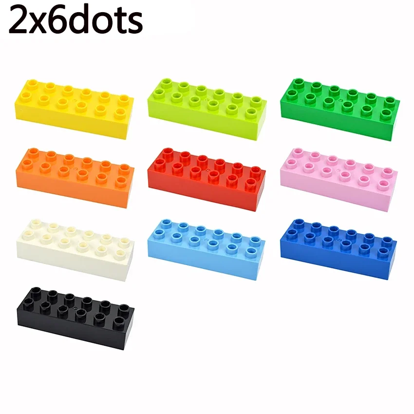 2x6 DOT VEĽKÁ VEĽKÁ Hrubá stavebné bloky DIY Veľké častice Hrubé tehly Obrázky Vzdelávacie kreatívne hračky