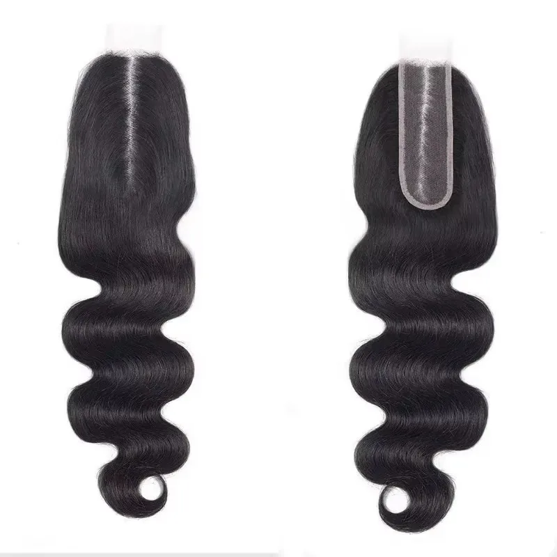 2x6 Priehľadná čipka Uzavretie Body vlna ľudské vlasy 10-20 palca 100% brazílska panna 0,1 mm ultra tenká čipka uzáver 1pc