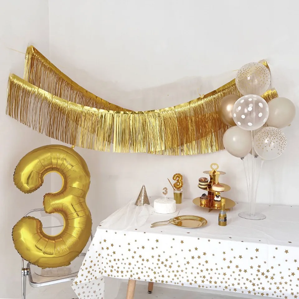 3*0,3 m Gold Foil Pleskový banner girland curtain curtain stolová sukňa Rain Hodváb Hodváb