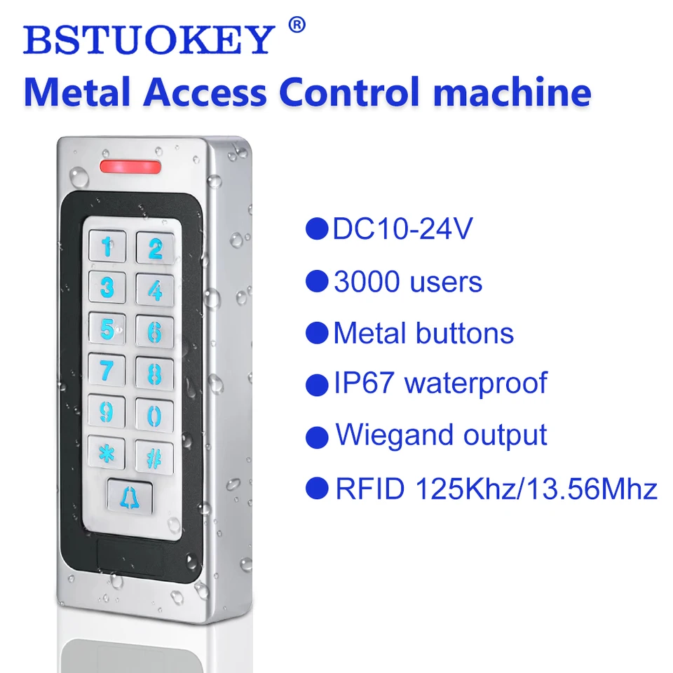 3 000 používateľov Metal Zinc zliatina RFID ACCECT CONTROL DIGICODE Keypad IP67 WATERPORPLE OUTDORODÁLNE KARTY ČÍTAČ DOORU DVORU DC10-24V Coder