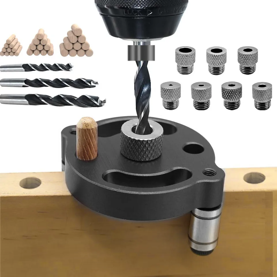 3-10 mm Súprava vetvých Jig -Self Centering vŕtačka Locator s 8 oceľovými puzdrami -drevené hliníkové hliníkové zliatiny Puncher