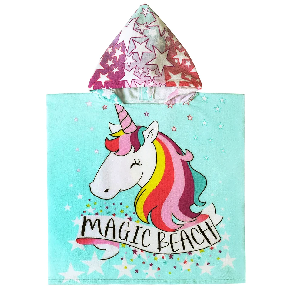 3-10T Unicorn Cloak Rýchlo vyschnutý detský župan Uterák na uteráky Absorbujúca pláž Poncho Boys Dievčatá Bráč Beach Windbreaker Cape Cape