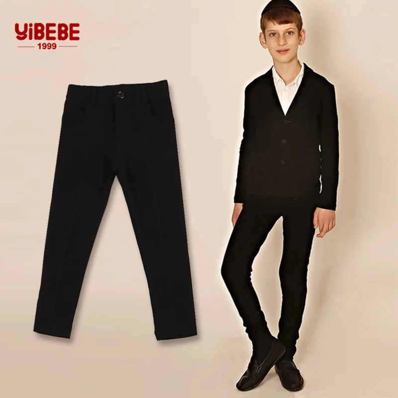 3-12 rokov deti Skinny Pants Boys Čierna škola Uniformy Teenageri Formálne nastaviteľné pásy natiahnuté jesenné zimné oblečenie