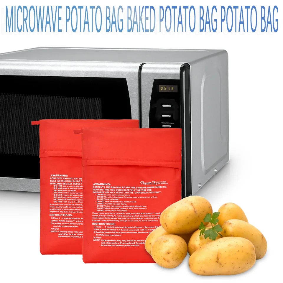 3/1ksks Mikrovlnné pečenie zemiakovej tašky Kuchyňa Opätovné použitie vrecka na mikrovlnné variče Rýchle pečené kukurica Sladké zemiakové vrecká na umývanie varenia