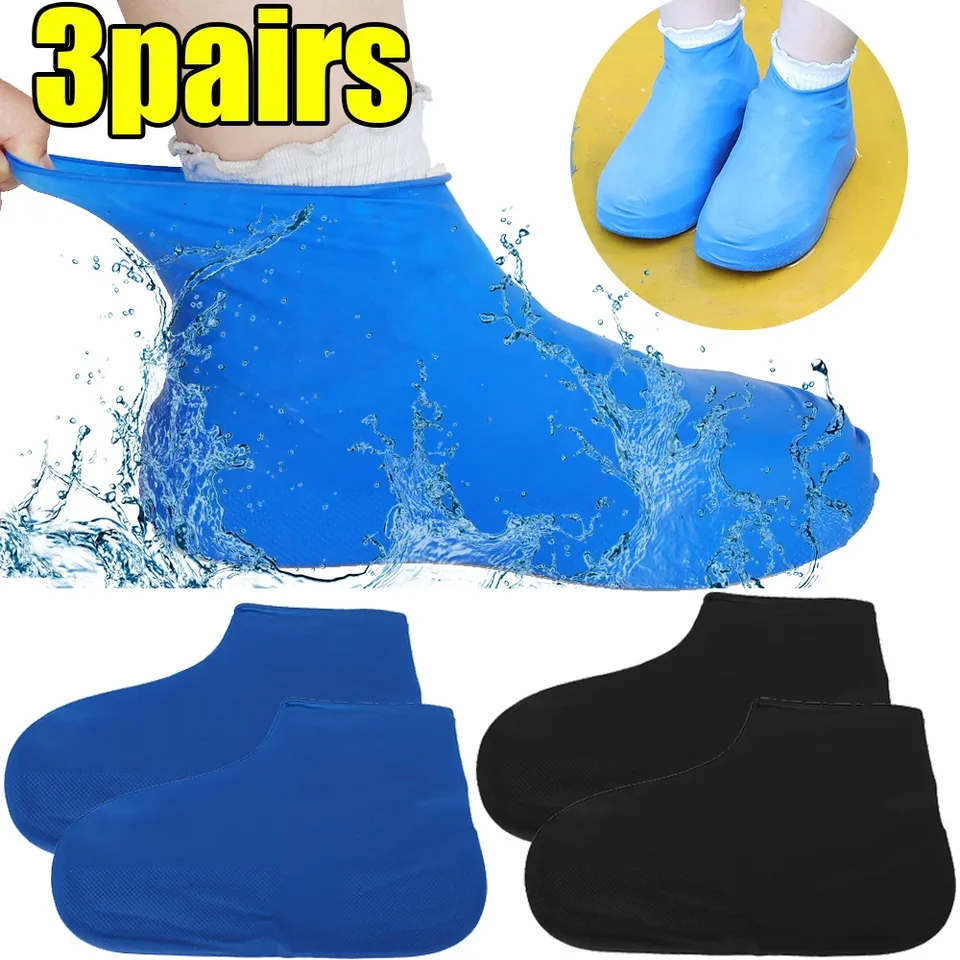 3/1Pair latex vodotesný sklz odolný voči dažďovému zakrúteniu Zhruba anti-mud vonkajšie dažďové topánky pokrývať opakovane použiteľné zásoby domácnosti