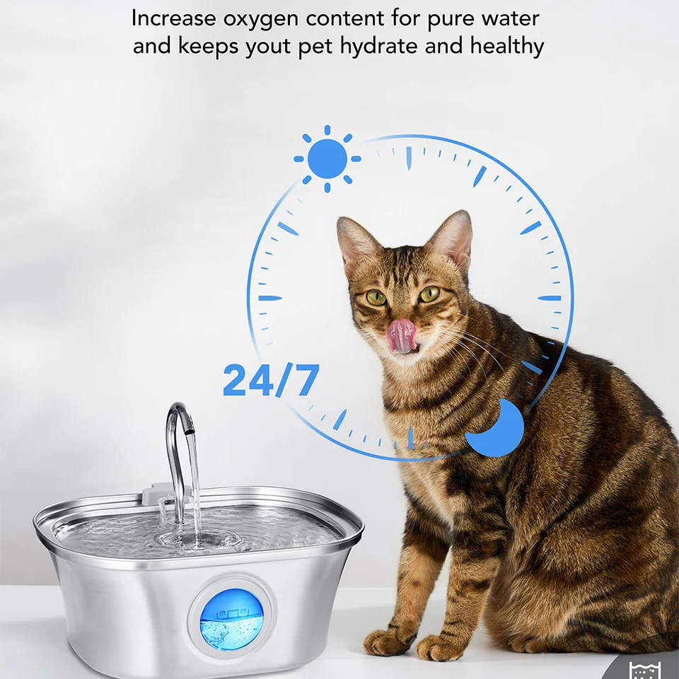 3,2 l Cat Pitie fontány Automatická z nehrdzavejúcej ocele Pet Dogs Water DispenSer Ultra-Quiet Pump Water Foutain pre viac domácich miláčikov