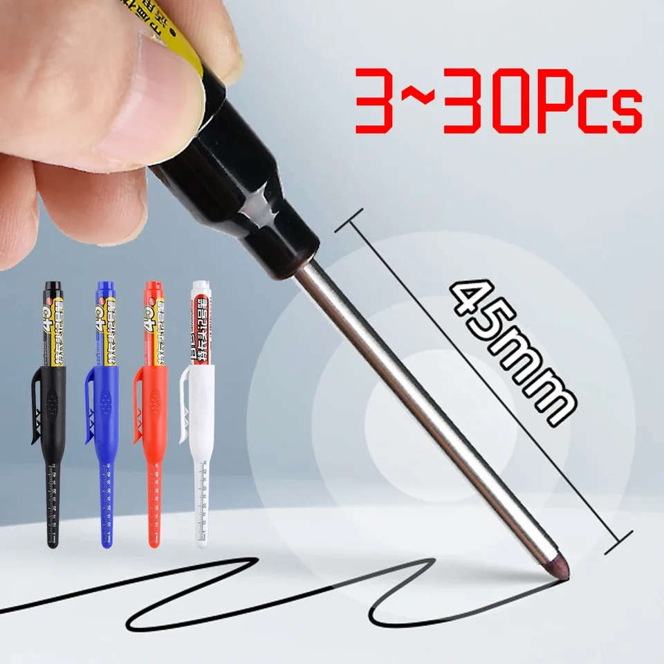 3-30ks biele/červené/čierne/modré 45 mm viacúčelové dlhé markery hlavy Pen Deep Dier Marker Peps pre nástroje na spracovanie dreva