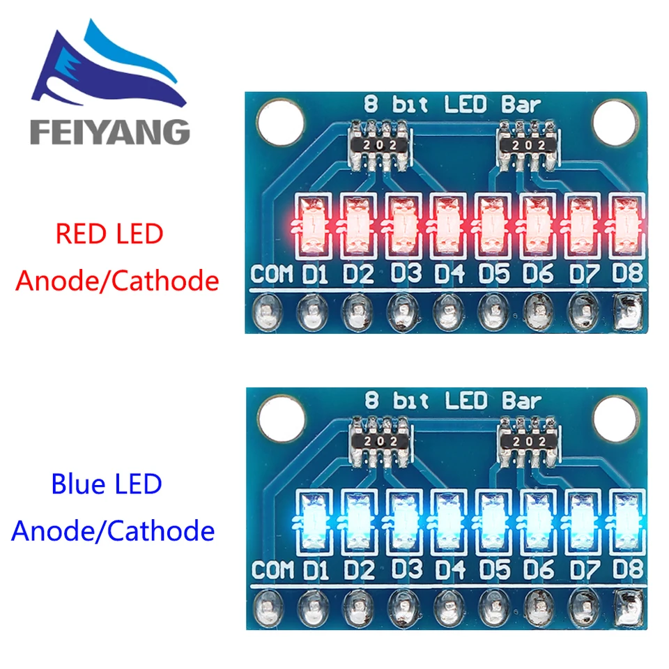 3,3V 5V 8 bitovo modré / červené spoločné anóda / katódové LED indikátor Modul DIY Kit pre Arduino nano Uno Raspberry Pi 4 Nodemcu V3