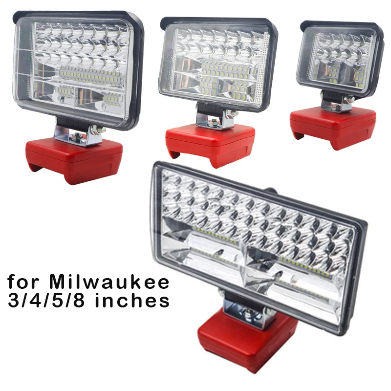 3/4/5/8 palca Elektrické LED pre LED pre Milwaukee M & 18 18 V LI-ION prenosná lampa v interiéri vonku vonku Spotlight Lighting Pracovné svetlo