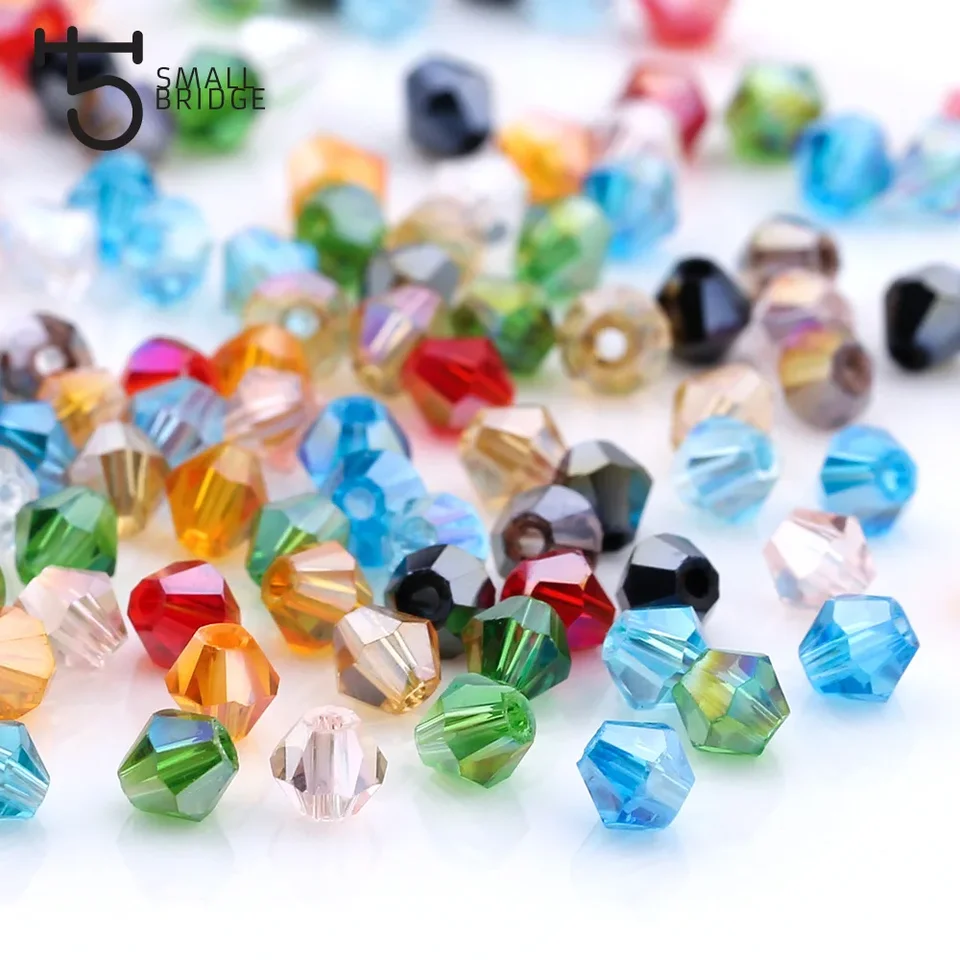 3 4 6 mm rakúsky bikón krištáľový guľôčkový korálky pre šperky Výroby DIY doplnky Multicolor fazetované sklenené korálky veľkoobchodné guľôčky