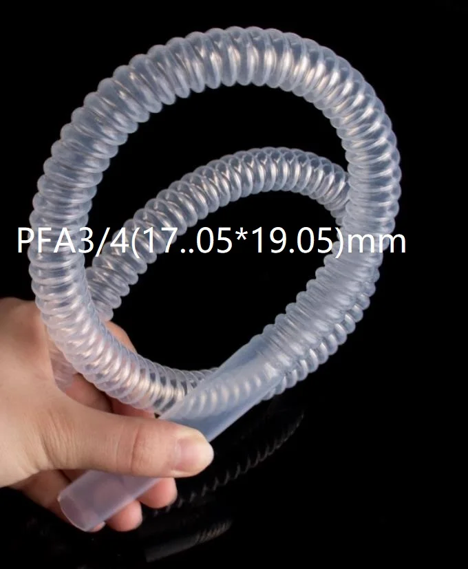 3/4 palca 3/4 '' Ptfe Worlugát Trubis Trestparentná PFA vlnité potrubie akordeón potrubia Rúrky Bellows Korózna kyselina alkali