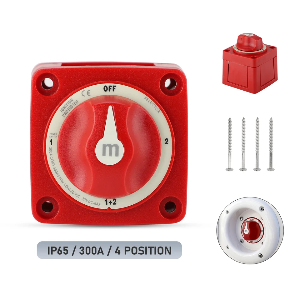 3 4 Poloha batérie Hmotnostný spínač Dual Circuit Cut Morine Boat 32V 300A High Duty Izolator Odpojte rotačný spínač
