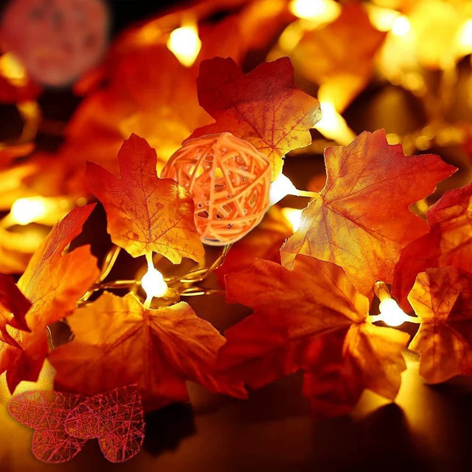 3/5 m umelé listy javorov LEAF LED LED STRUČNÝ STRUČNÝ LEST GARLAND GARLAND DECORÁCIA DEVOJE FESTIVAL