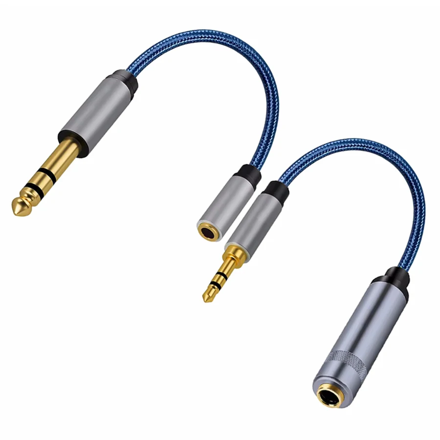 3,5 mm AUX až 6,35 mm muž na ženský zvukový adaptér TRS 1/8 až 1/4 Jack stereofónny kábel pre slúchadlá pre klavírny reproduktor zosilňovača