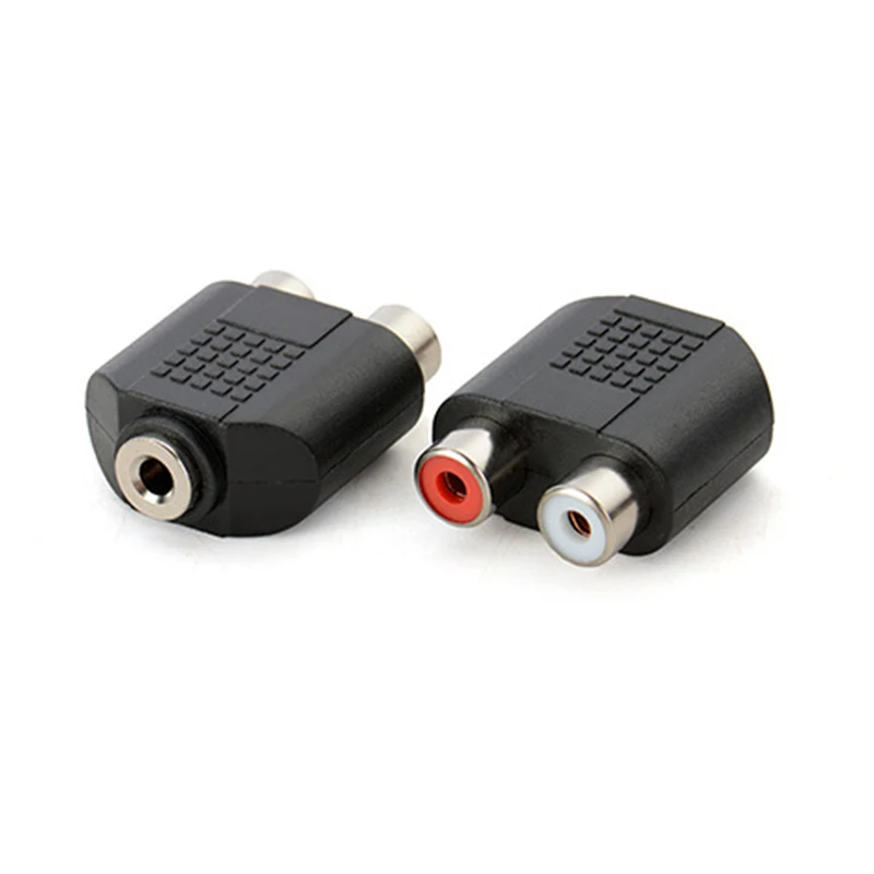 3,5 mm Jack na 2 RCA Žena až ženský adaptér zvukového konektora
