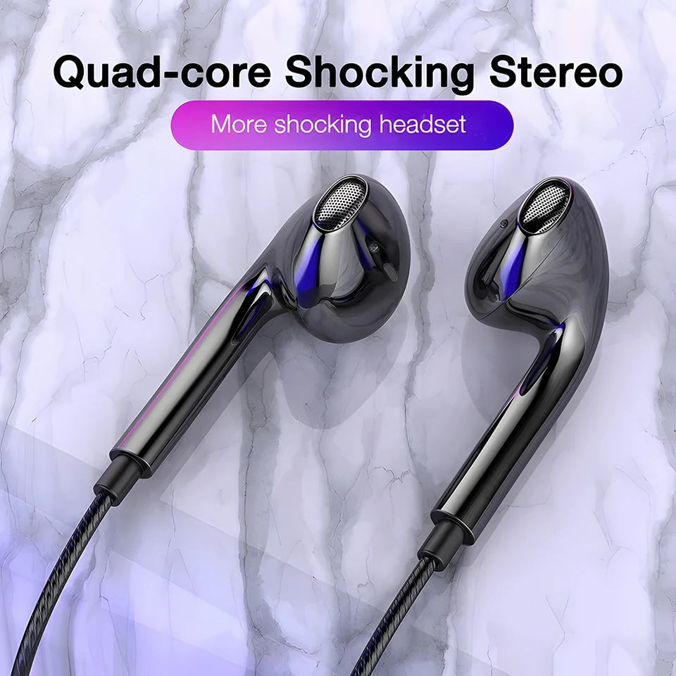 3,5 mm káblové slúchadlá v slúchadlách na headset uší s mikrofónovým basovým stereofónnym slúchadlá