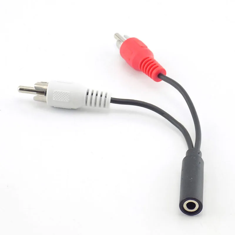 3,5 mm RCA ženský jack stereo do 2 RCA samec plug y káblového adaptéra 3.5 Audio aux Socket Connector k slúchadlom prehrávače C1
