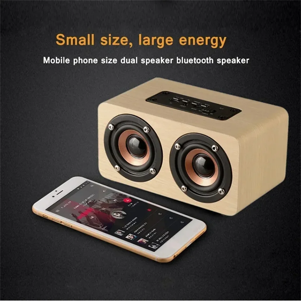 3,5 mm režim Aux Drevené reproduktor Dvojité roh prenosný bezdrôtový subwoofer TF Zvukový box pre smartfóny pre reproduktory Bluetooth 10W