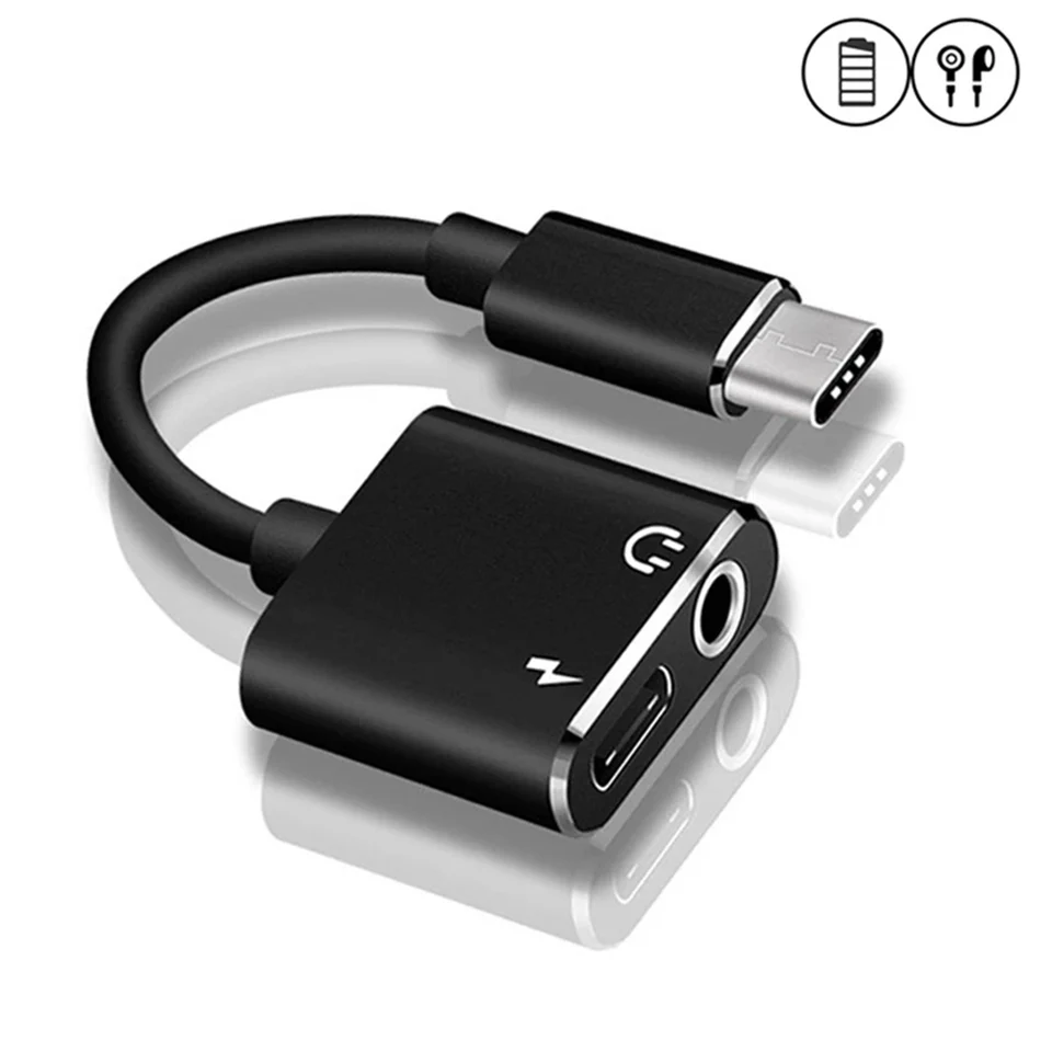 3,5 mm slúchadlá na nabíjanie adaptéra slúchadiel zvukových káblov typu C až 3,5 mm adaptéra typu-C zvukový splitter
