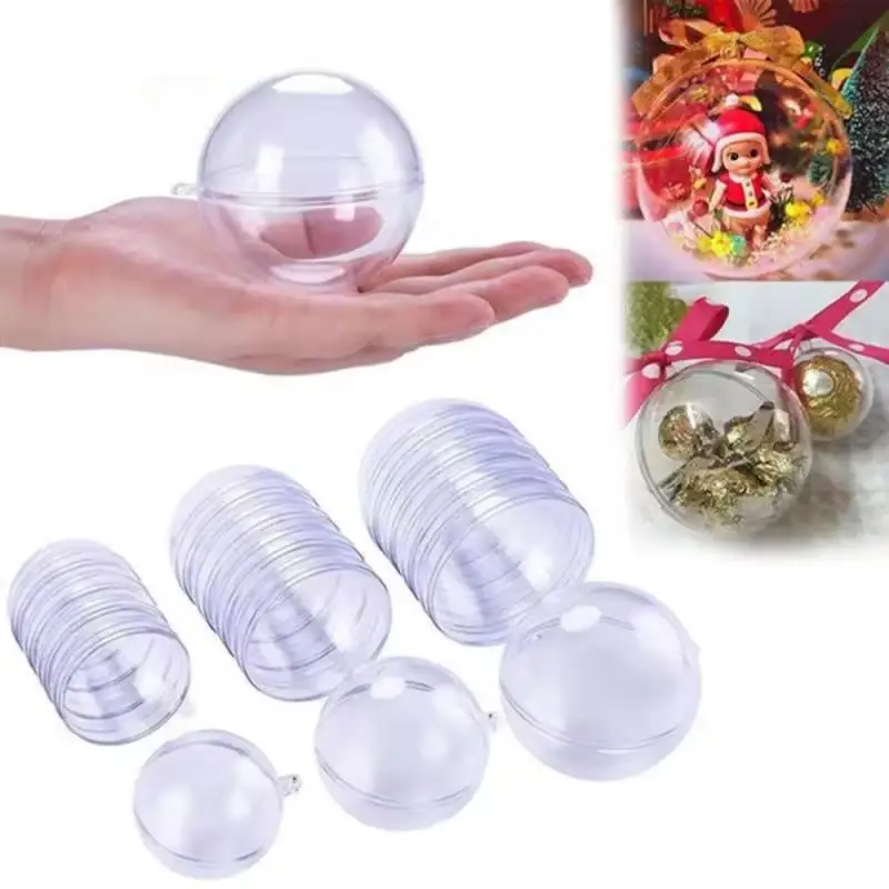 3-7 cm priehľadný otvorený plastový vianočný stromček prívesok Domáca dekorácia lopta číry Bauble Ornament Darček darček