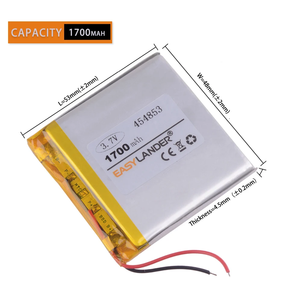 3,7 V 454853 1700MAH Nabíjateľná lítium-iónová polymérna batéria