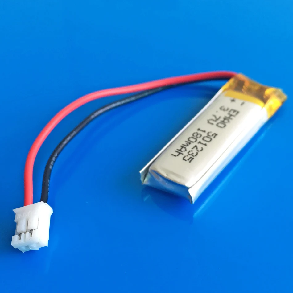 3,7V 180 mAh lítium polyméru Nabíjateľná batéria LiPo + jst pH 2,0 mm 2pin konektor pre MP3 Bluetooth Headset Video Pen 501235