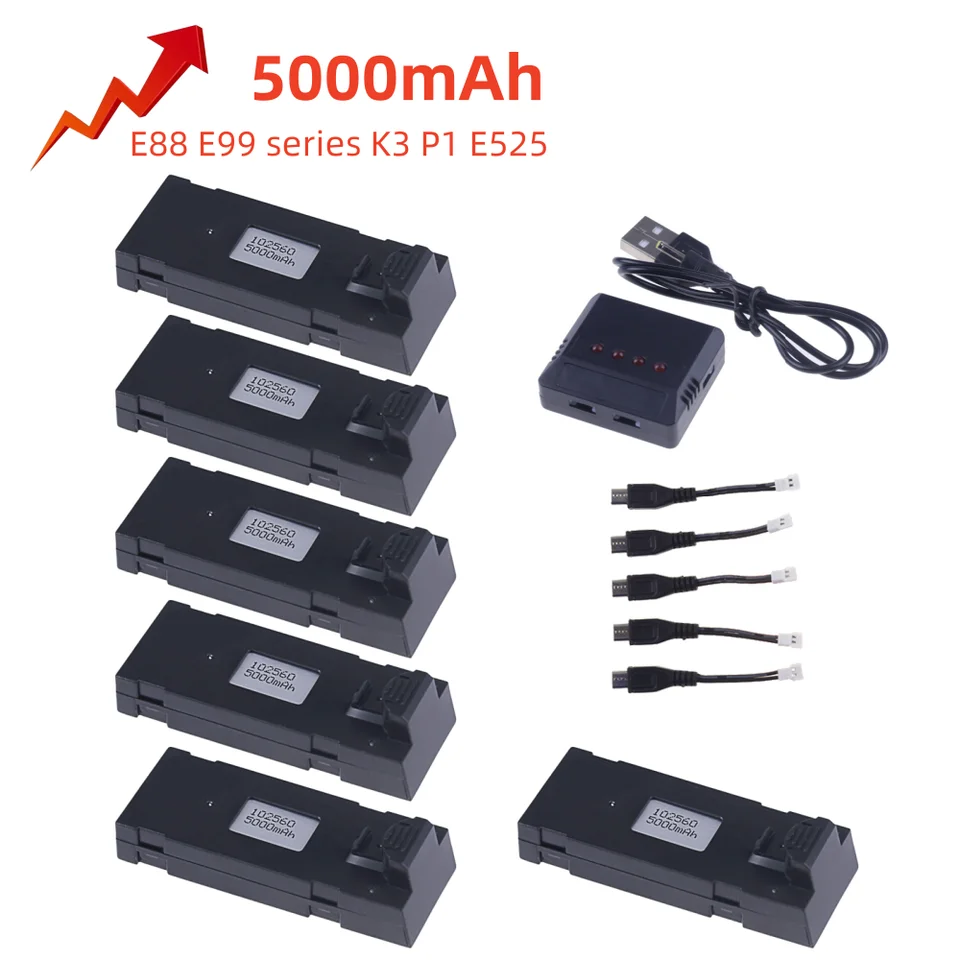 3,7V 5000 mAh upgrade E88 batéria Li-PO batéria pre RC Drone E88 E88Pro E525 E99 P1 K3 P10 A13 S98 RC QuadCopter Battery Battery