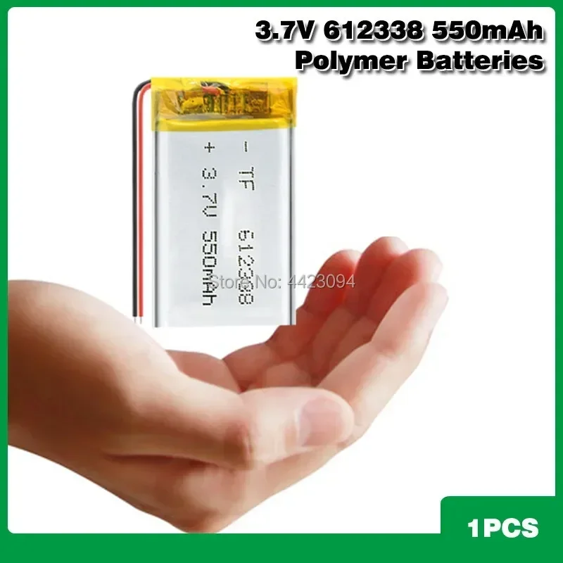 3,7V 550 mAh 612338 Polymér Li-ion batéria pre DVR601FHD Video Recorder Mirror DVR Texet DVR-570FHD avtoExpert DVR-815