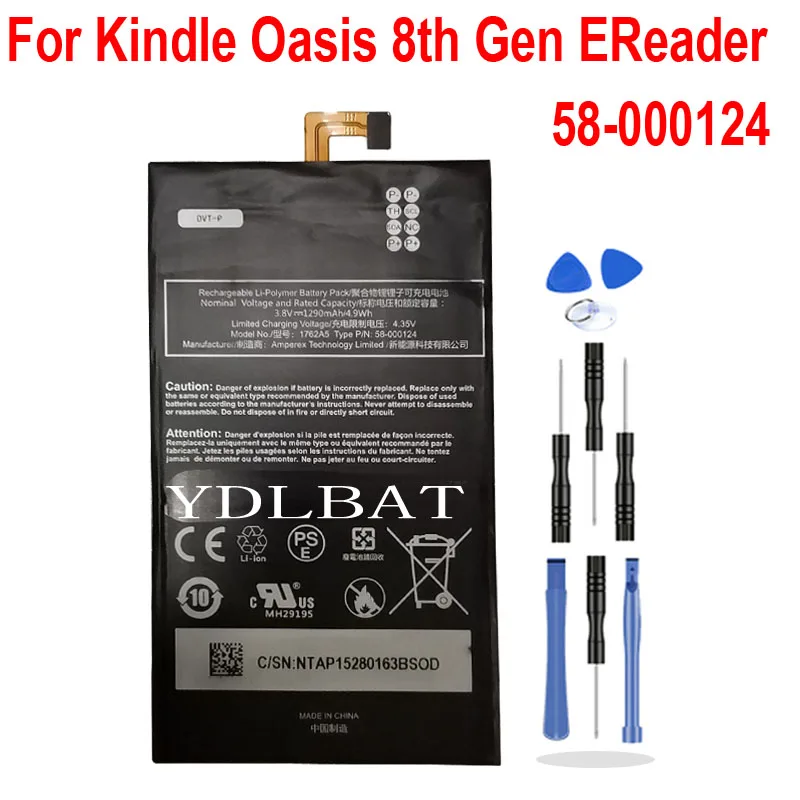 3,8 V 1290MAH 1762A5 Batéria 58-000124 pre batériu Kindle Oasis 8. Gen Ereader Battery