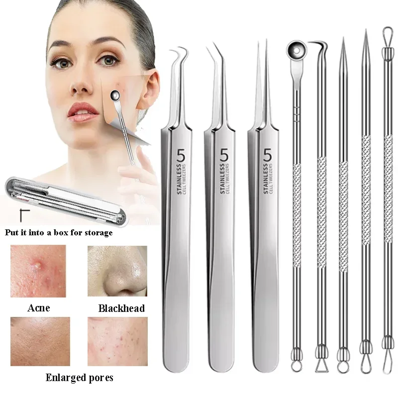 3-8ks akné ihla Odstráňte čierne hlavičky komedónové výťažkové náradie Nástroje z nehrdzavejúcej ocele Nástroj na starostlivosť o pleť Pimple