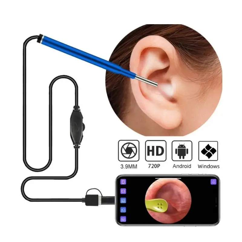 3,9 mm Otoscope Ear Inspection Camera Video 3 v 1 USB Visual Ear Cleaning Endoskop 720p Lekárska kamera pre PC Android