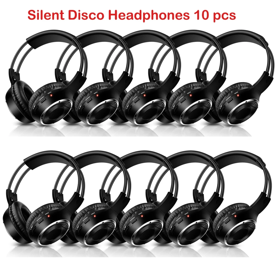 3 - Channel Silent Disco Salbable Wireless Slúchadlá 10 ks pre domové paritové konferencie Čečenské vzdelávanie bez vysielača