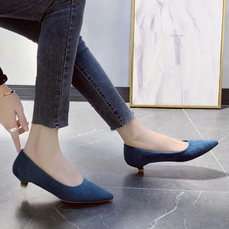 3 cm s nízkym podpätkom člnové topánky Žena Ol Office Lady topánky špicaté pumpy na špičke pumps faux semišové šaty topánky dámske dámske dám