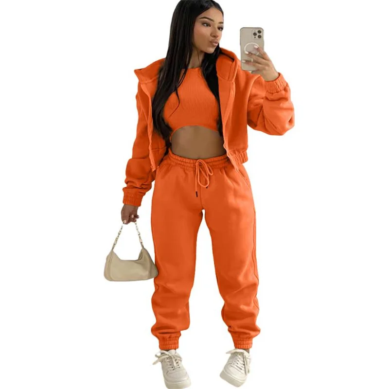 3 -dielna súprava Tracksuit Women Fashion Temperament Designer s dlhým rukávom stojan na obojok príležitostné športové oblečenie Tracksuit