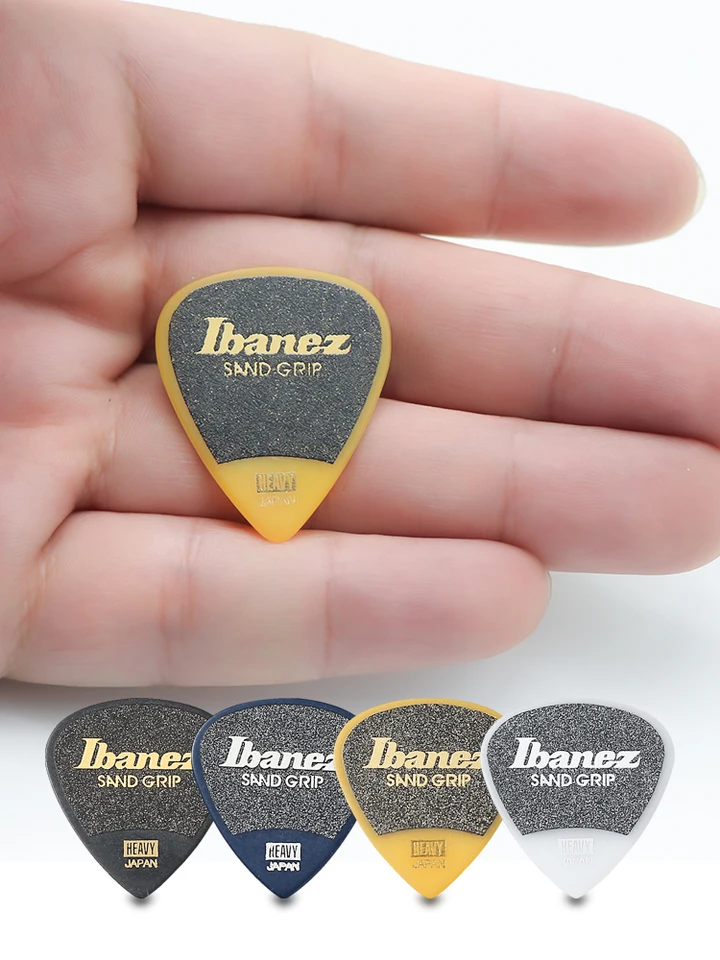 3-dielne balenie Ibanez Guitar Picks Grip Wizard Series Series Sand Grip Anti-Slip Plectrum 0,8/1,0/1,2 mm gitarové doplnky vyrobené v Japonsku