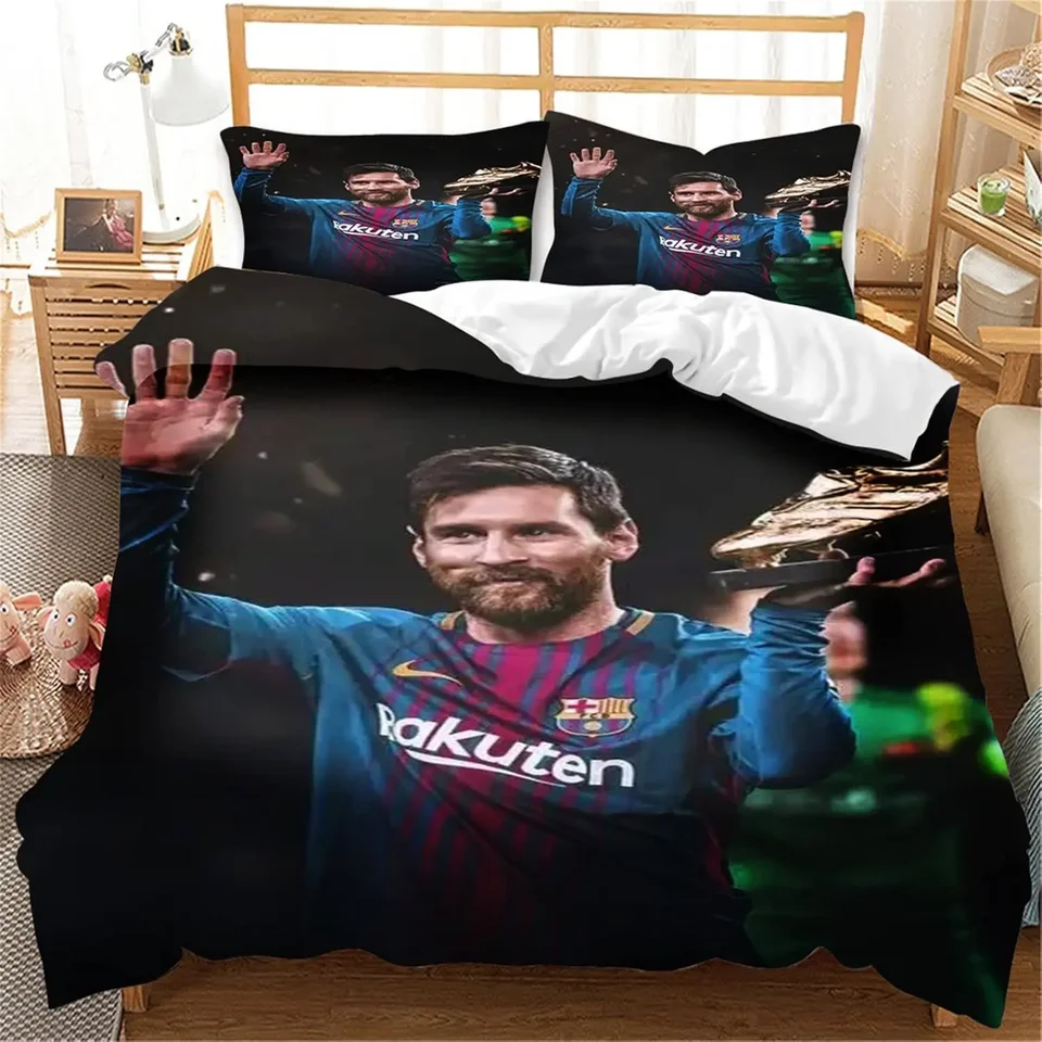 3 -dielny obliečka na obliečka 2pillowcase Lionel Messi tlačená posteľná sada Super Soft Polyest Cover s zipsom deti dospelý darček