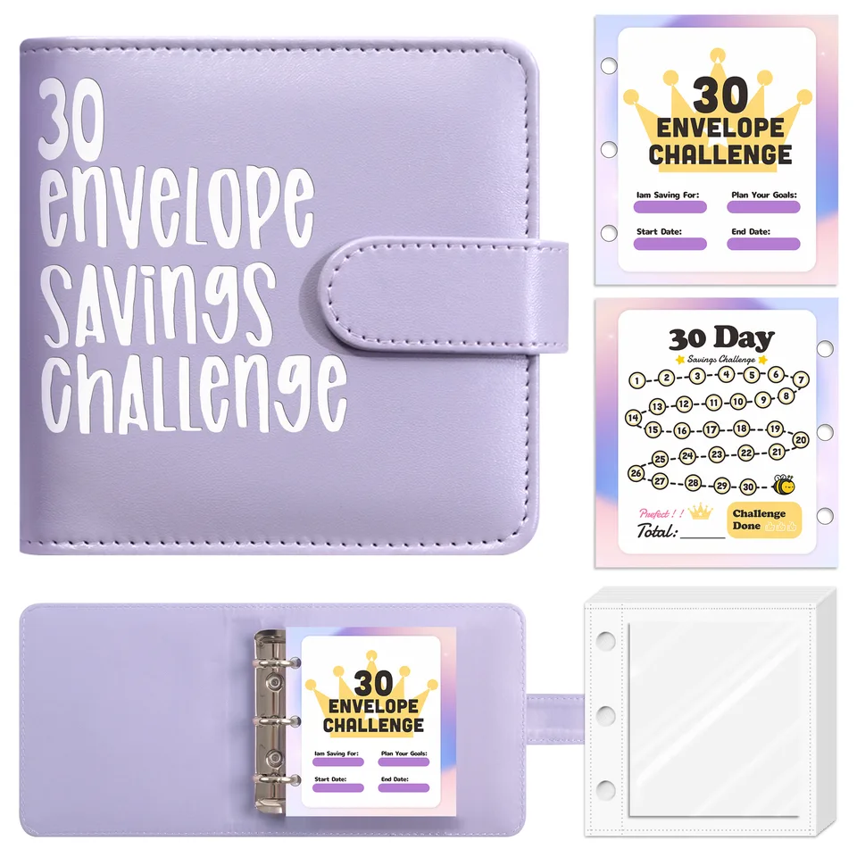 3 dierky Macarone 30 Obálka Výzva na záchranu peňazí Loose Leaf Savings Book Chalping Cash Envelope Savings Book Book